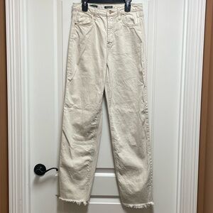 Wild Fable Sz 8 Cream High Rise Straight Leg Jeans Frayed Hem Y2K Button Fly